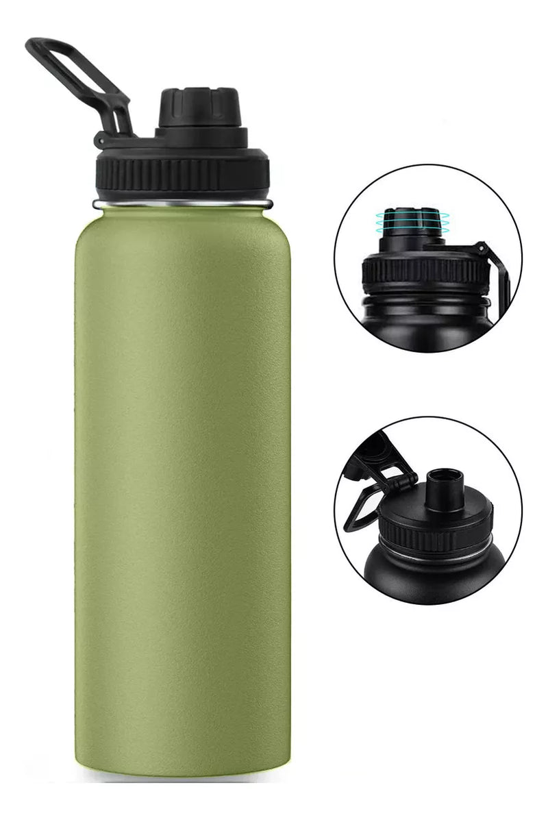 1200ml Garrafa Térmica Bebidas Quentes E Frias Garrafas de água para desporto e fitness Cor Verde-musgo